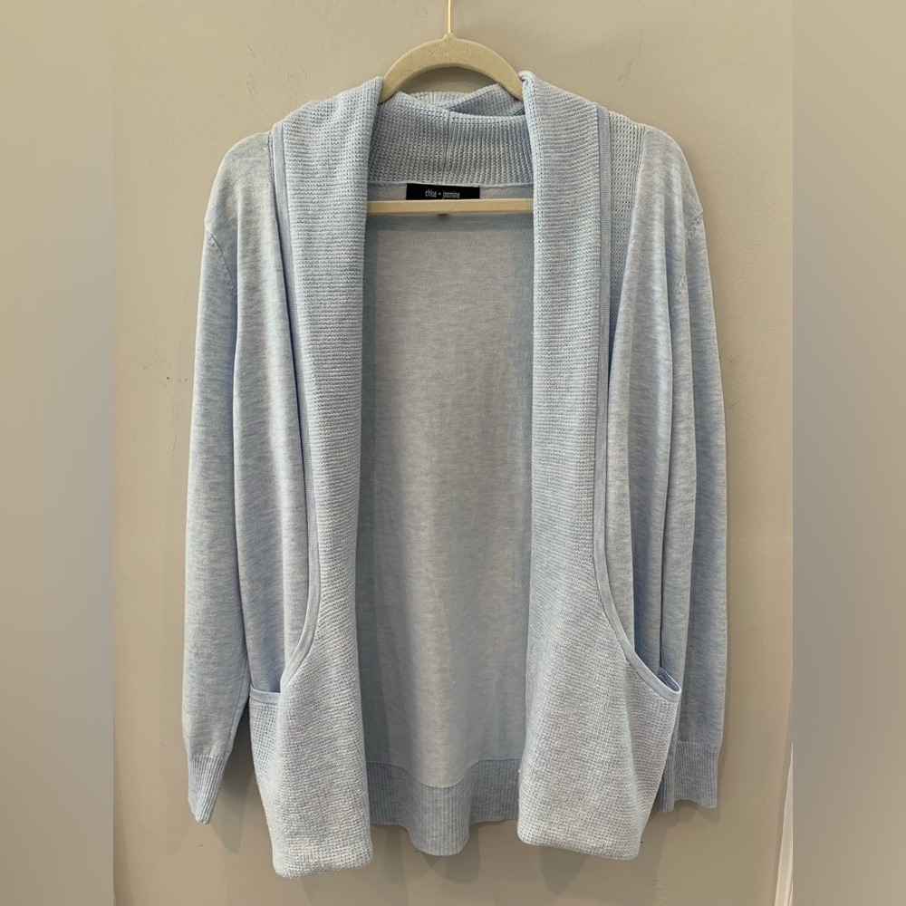 Light Blue Open Front Sweater
